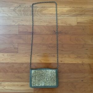 Military Green Crossbody Purse with Hammered Gold Detailing